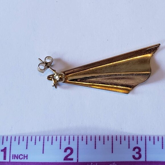 Vintage Gold Tone 2 Inch Curtain Dangle Earrings - Picture 3 of 3